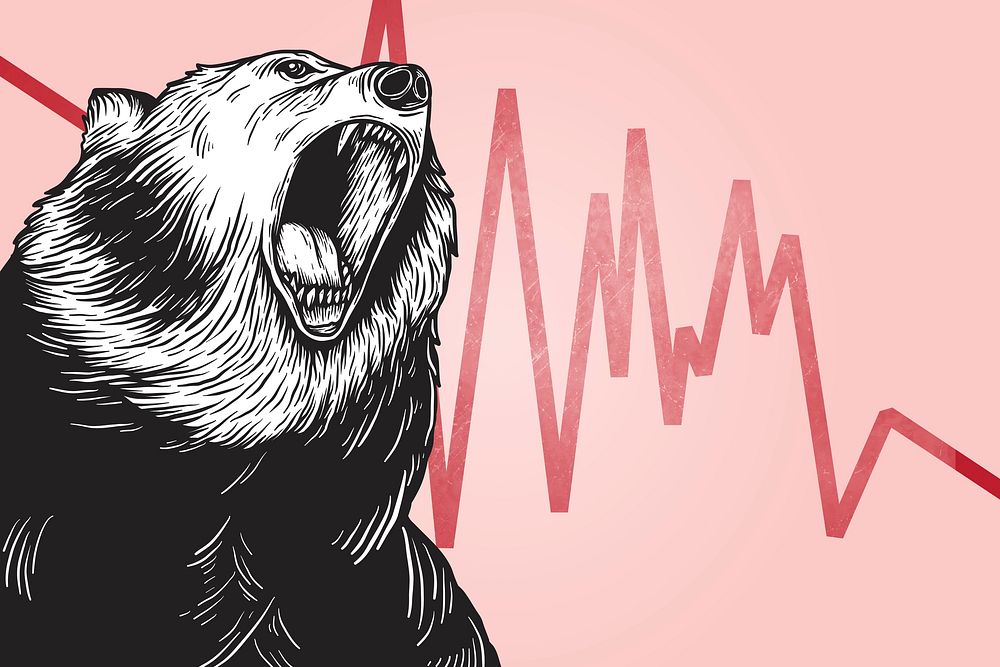 Bear markets collage element, business illustration psd