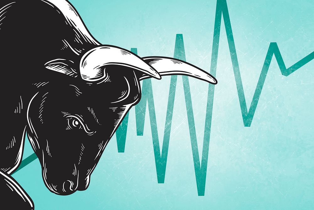 Bull markets collage element, business illustration psd