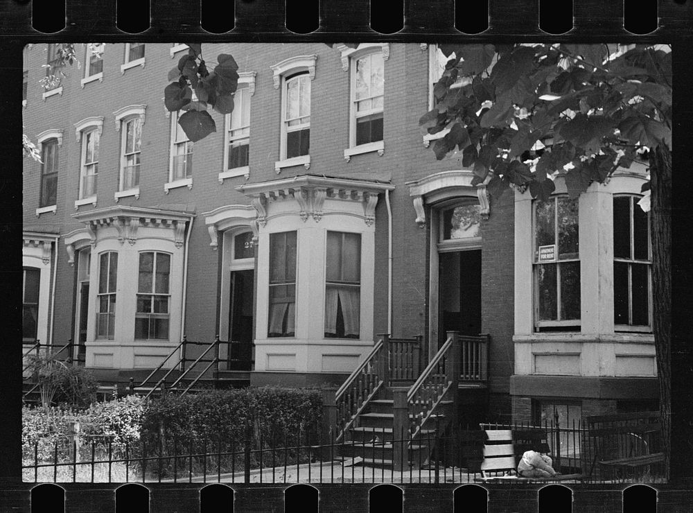 [Untitled photo, possibly related to: Houses close to Capitol, Washington, D.C. Washington has many such houses but few…