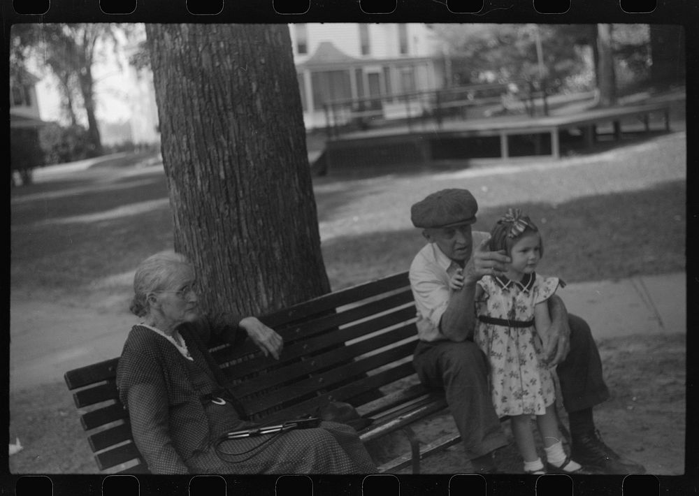 [Untitled photo, possibly related to: Conversation on the common, Vergennes, Vermont]. Sourced from the Library of Congress.