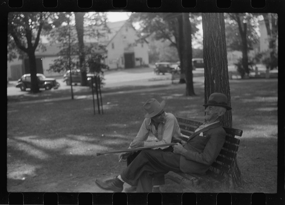 Conversation on the common, Vergennes, Vermont. Sourced from the Library of Congress.
