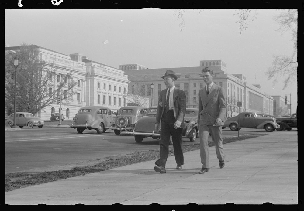 A view of the circular walk leading from the Benjamin Franklin Post Office on the 12th Street side, near Pennsylvania…