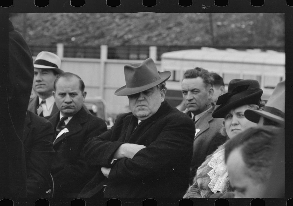 Shenandoah, Pennsylvania? John L. Lewis, center, at the stadium on the occasion of a district(?) meeting of the mine…
