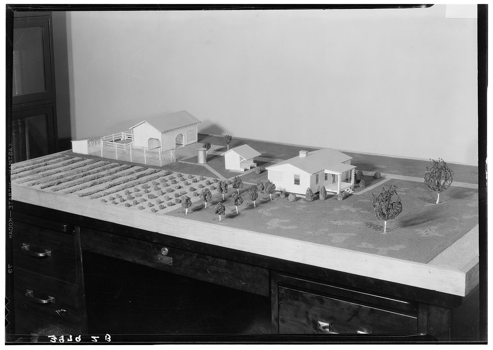 Low-cost housing model. Farm Security Administration. Sourced from the Library of Congress.