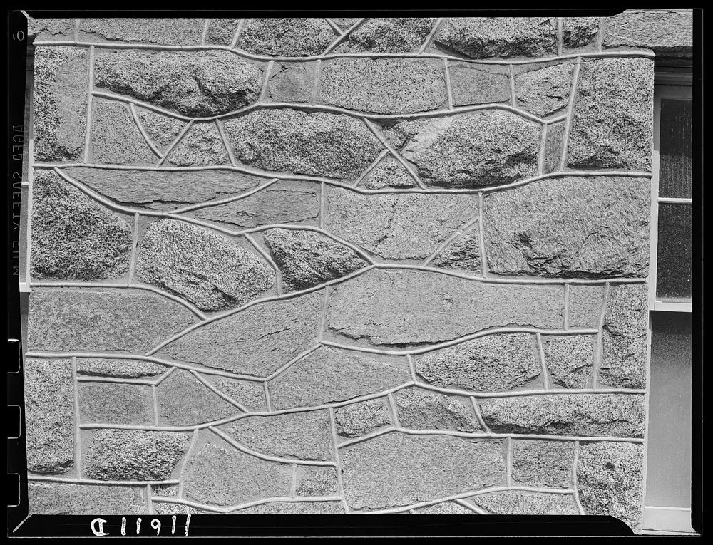 Texture background for motion picture and filmstrip. Stone wall. Sourced from the Library of Congress.