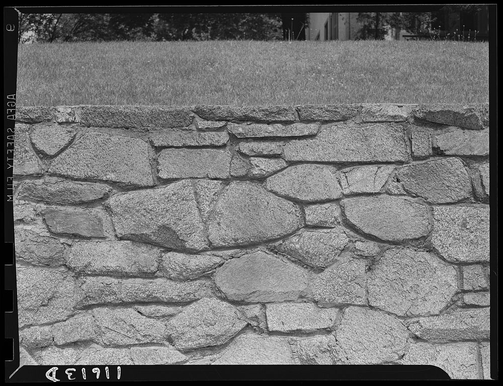 Texture background for motion picture and filmstrip. Stone wall. Sourced from the Library of Congress.