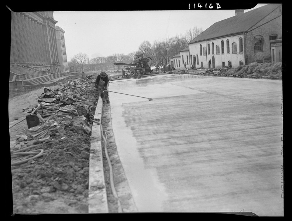 Washington, D.C. Construction of a bridge and road near Independence Avenue and 14th and 16th Streets, S.W. Finishing a road…