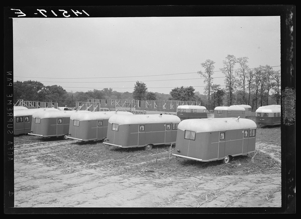 Trailer camp for defense workers at Vultee Aircraft Plant. Nashville, Tennessee. Sourced from the Library of Congress.