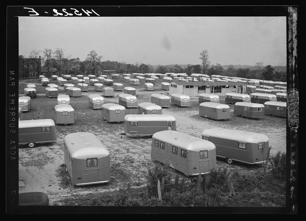 Trailer camp for defense workers of the Vultee Aircraft Plant. Nashville, Tennessee. Sourced from the Library of Congress.