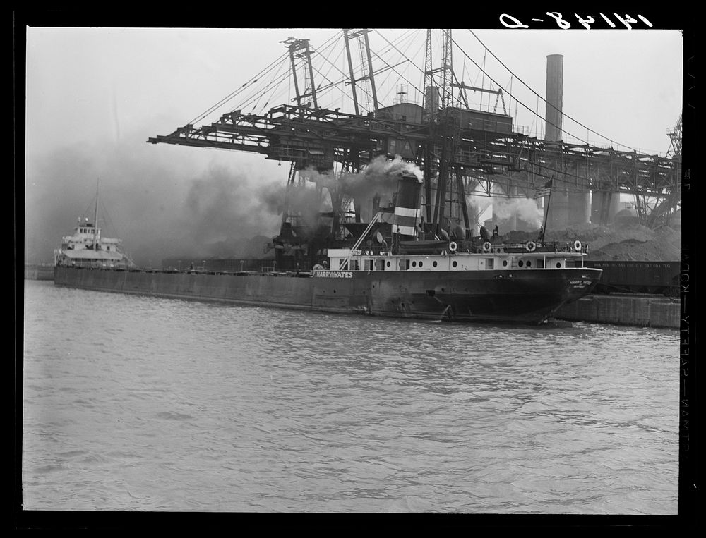 Ship unloading ore at plant. Buffalo, New York. Sourced from the Library of Congress.