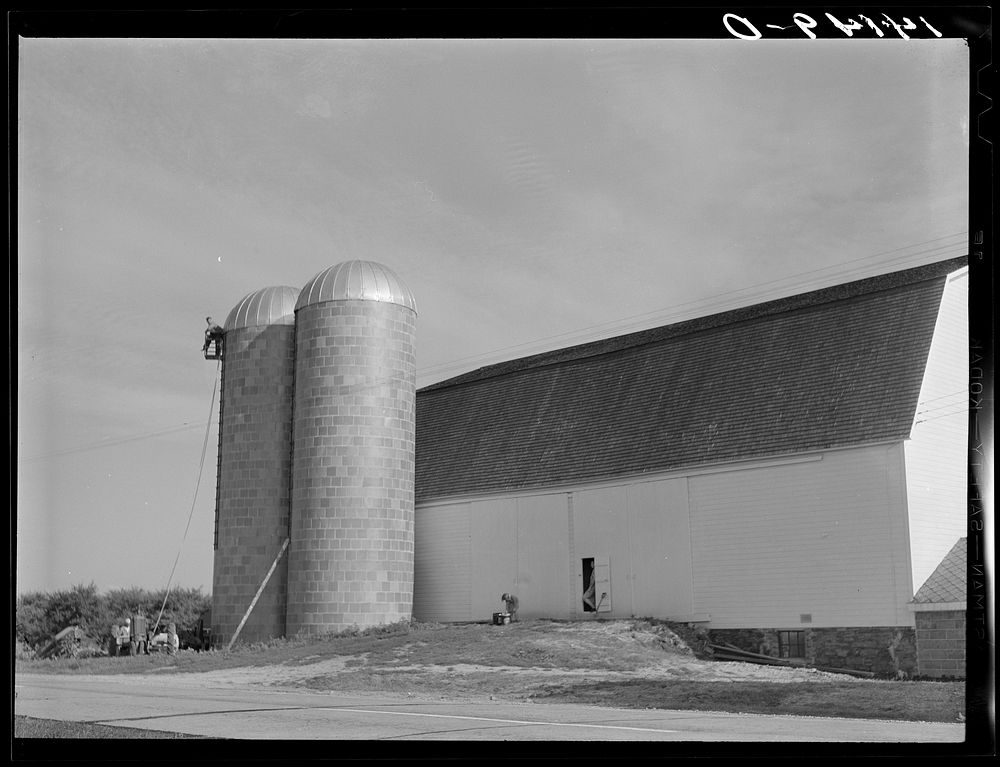 Silo and barn near Niagara, New York. Sourced from the Library of Congress.