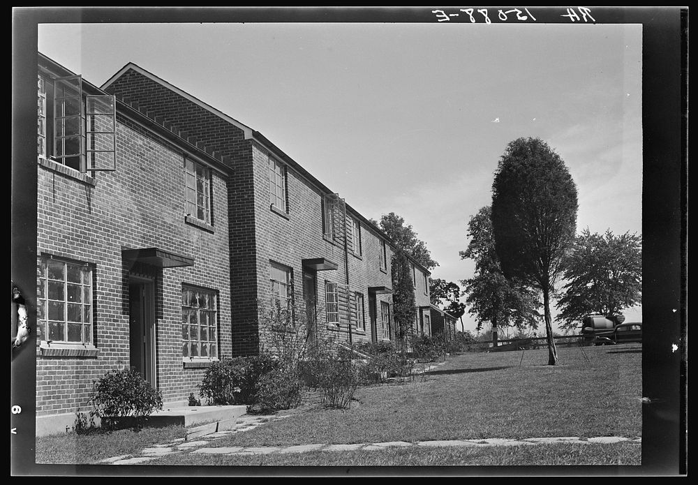 Row house nearing completion. Greenbelt, Maryland. Sourced from the Library of Congress.