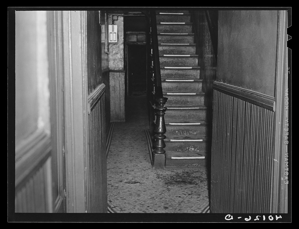 New York, New York. 1938(?). A hallway at 340 East 63rd Street. Sourced from the Library of Congress.