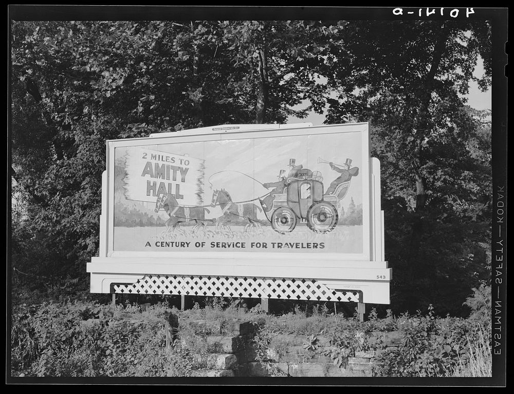 Harrisburg (vicinity), Pennsylvania. Billboard advertising Amity Hall. Sourced from the Library of Congress.