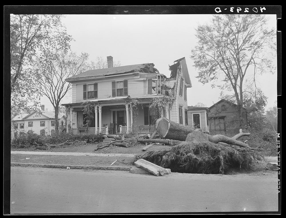 New England hurricane. House in Amherst, Massachusetts. Sourced from the Library of Congress.