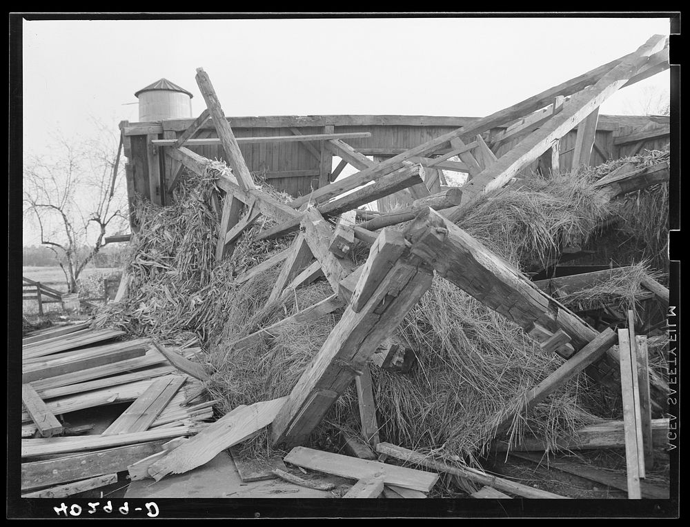 New England hurricane. Barn in Connecticut. Sourced from the Library of Congress.
