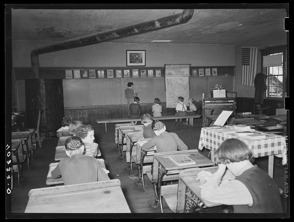 Lancaster County, Pennsylvania. Martha Royer teaching school. Sourced from the Library of Congress.