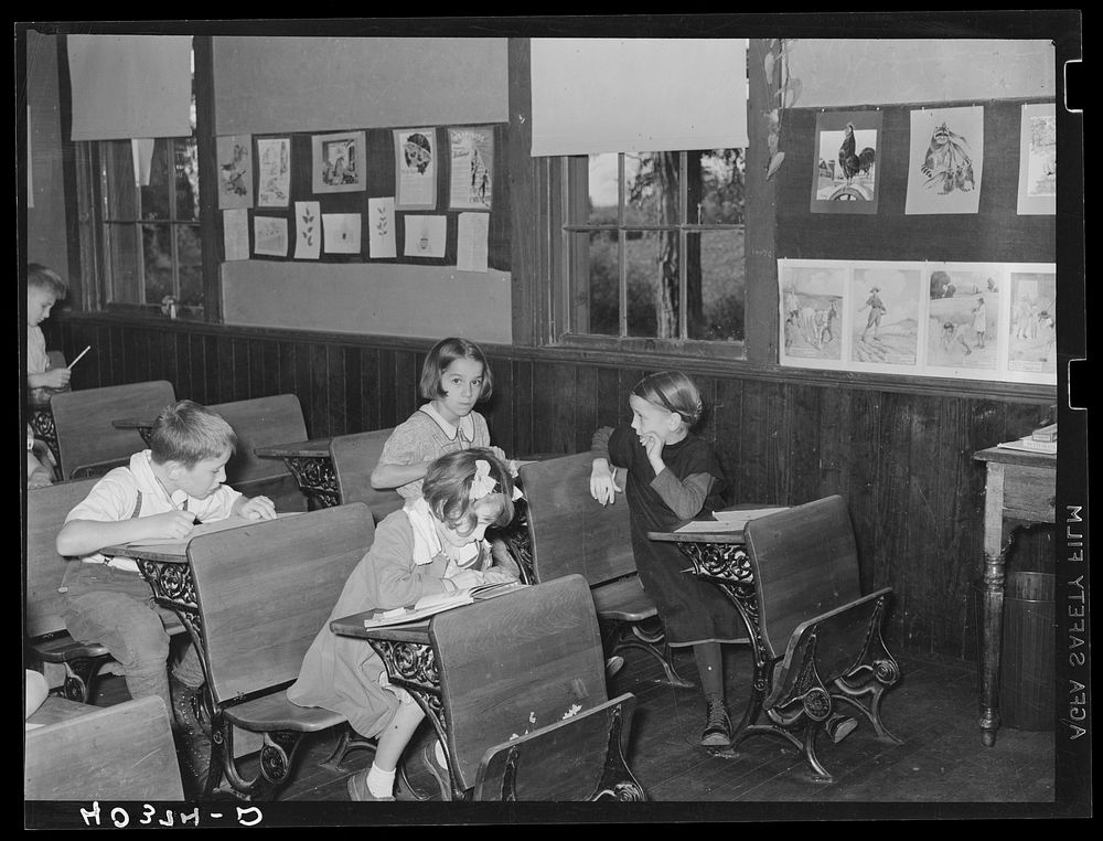 Lancaster County, Pennsylvania. Children in the school house in which Martha Royer teaches. Sourced from the Library of…