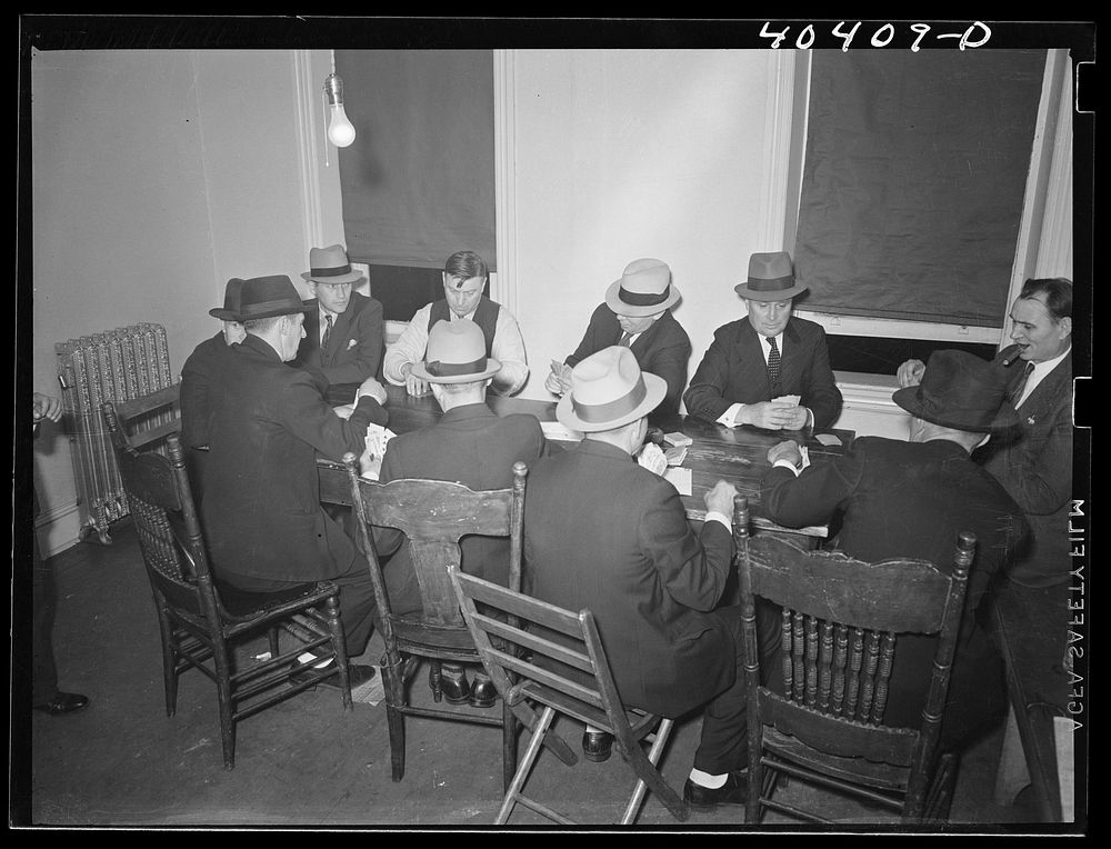 Shenandoah, Pennsylvania. Men having a game of cards at the Lithuanian Democratic club. Sourced from the Library of Congress.