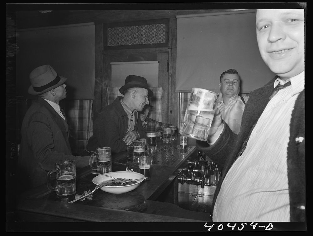 Shenandoah, Pennsylvania. Some men having beer at Filipek's bar. Sourced from the Library of Congress.