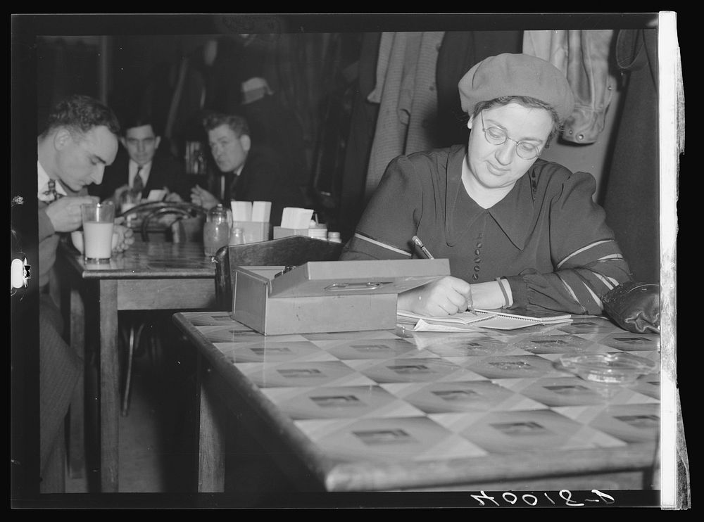 Head of U.A.W. (United Auto Workers) Women's Auxiliary kitchen set up in a restaurant opposite Fisher body plant number…