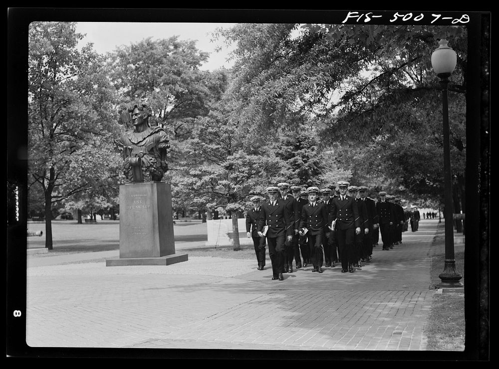 [Untitled photo, possibly related to: U.S. Naval Academy, Annapolis, Maryland. Midshipmen]. Sourced from the Library of…