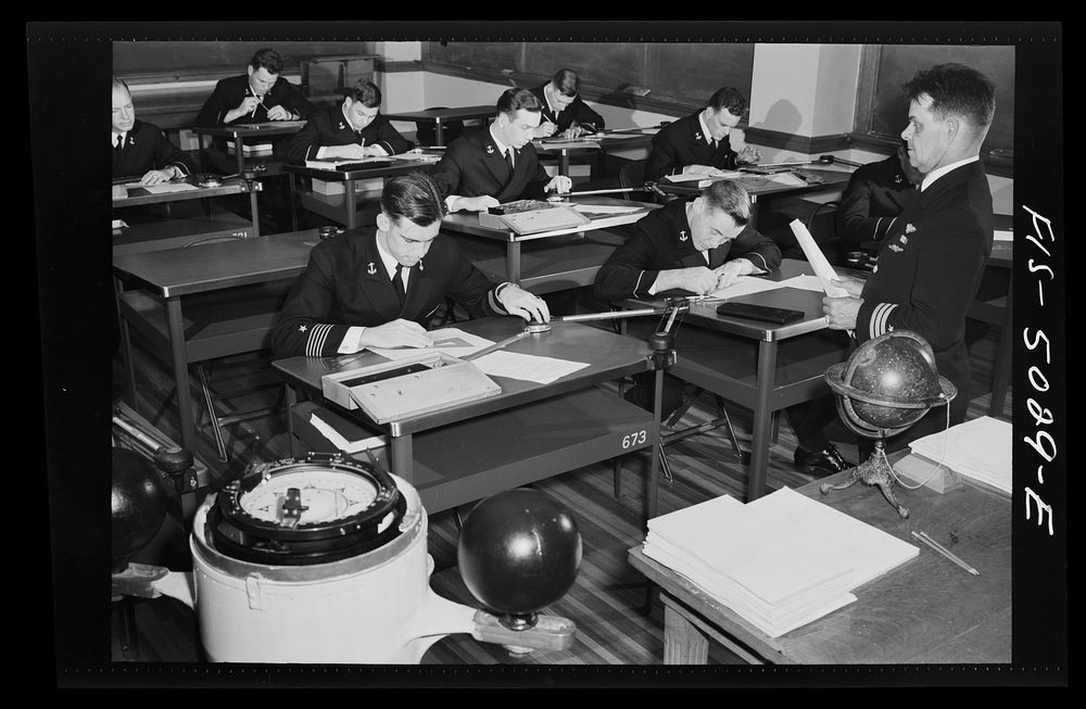 [Untitled photo, possibly related to: U.S. Naval Academy, Annapolis, Maryland. Classroom instruction]. Sourced from the…