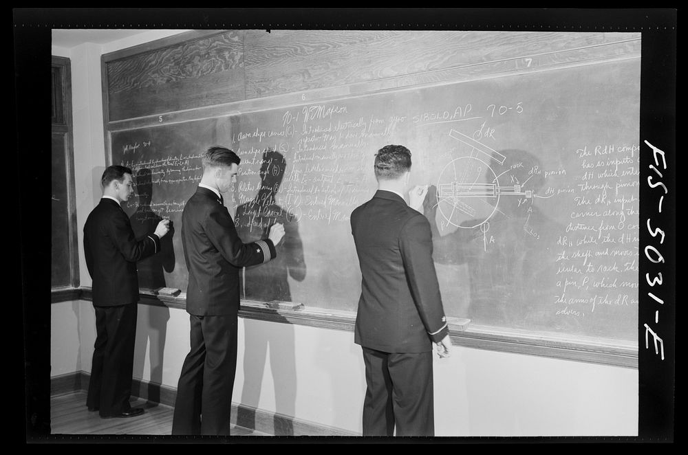 U.S. Naval Academy, Annapolis, Maryland. Assignments on the board. Sourced from the Library of Congress.