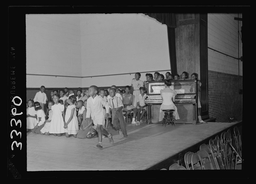 Charlotte Court House, Virginia. Central High School. A combination gym and auditorium where the seats are movable. The…