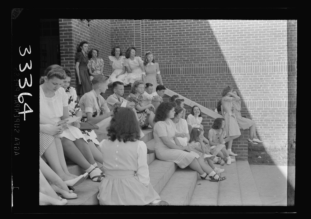 Keysville, Virginia. Randolph Henry High School. Pupils watching ceremony of Victory Corps inignia awards. Sourced from the…