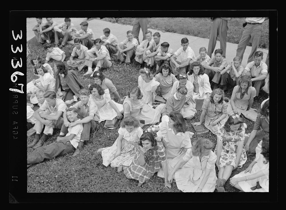 Keysville, Virginia. Randolph Henry High School students watching the awarding of Victory Corps insignia. Sourced from the…