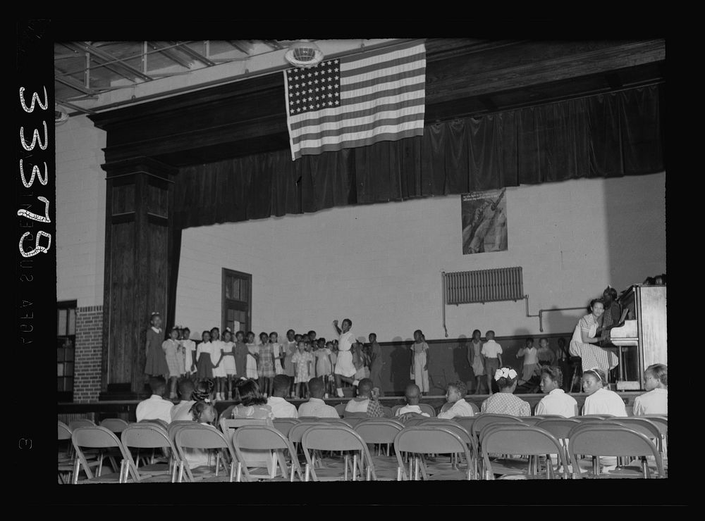 Charlotte Court House, Virginia. Central High School. Combination gym and auditorium where seats are movable. The elementary…