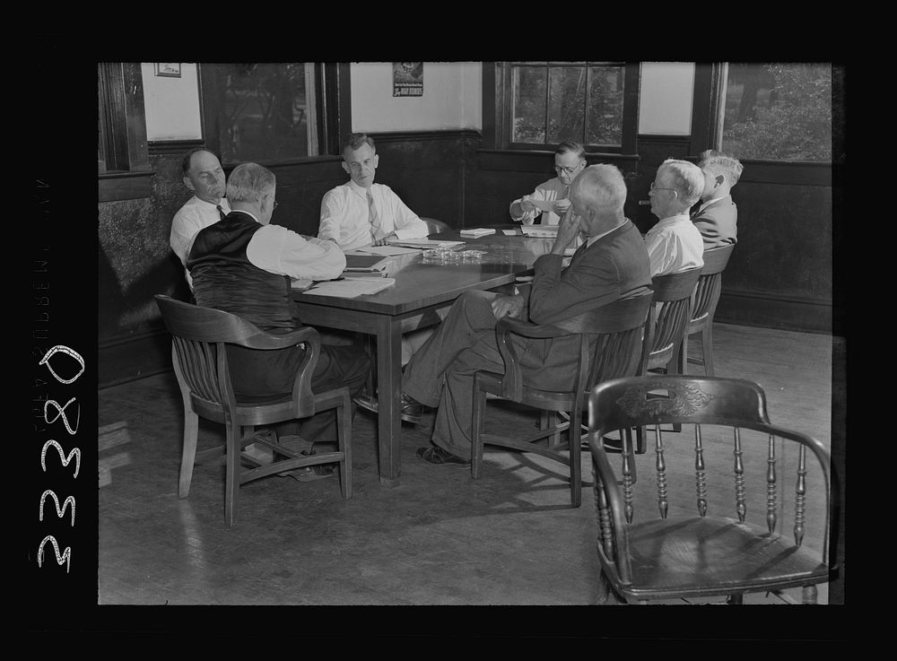 Charlotte County, Virginia. Meeting of county school board of education, of which all members are farmers, merchants, etc.-…