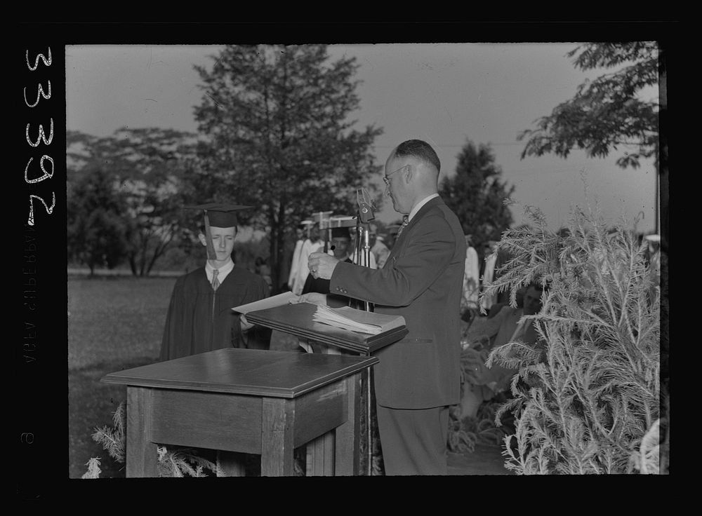 Keysville, Virginia. Randolph Henry High School. Graduation exercises for 123 students. Sourced from the Library of Congress.