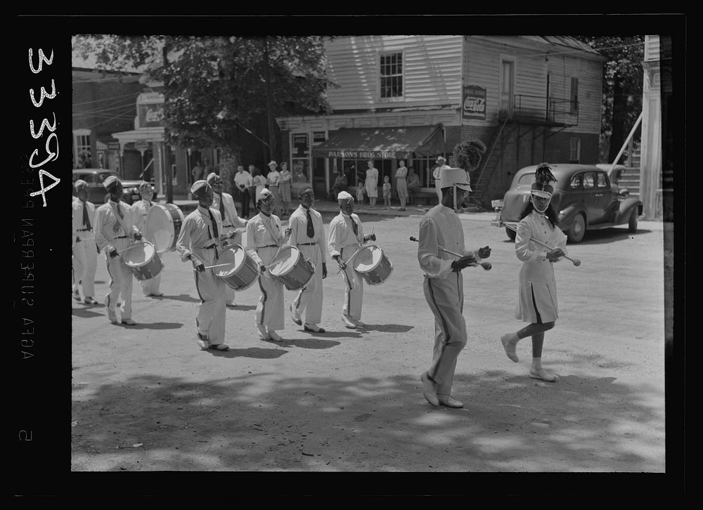 Charlotte Court House, Virginia. Central High School band every month or so marches up Main Street to give drills and a…