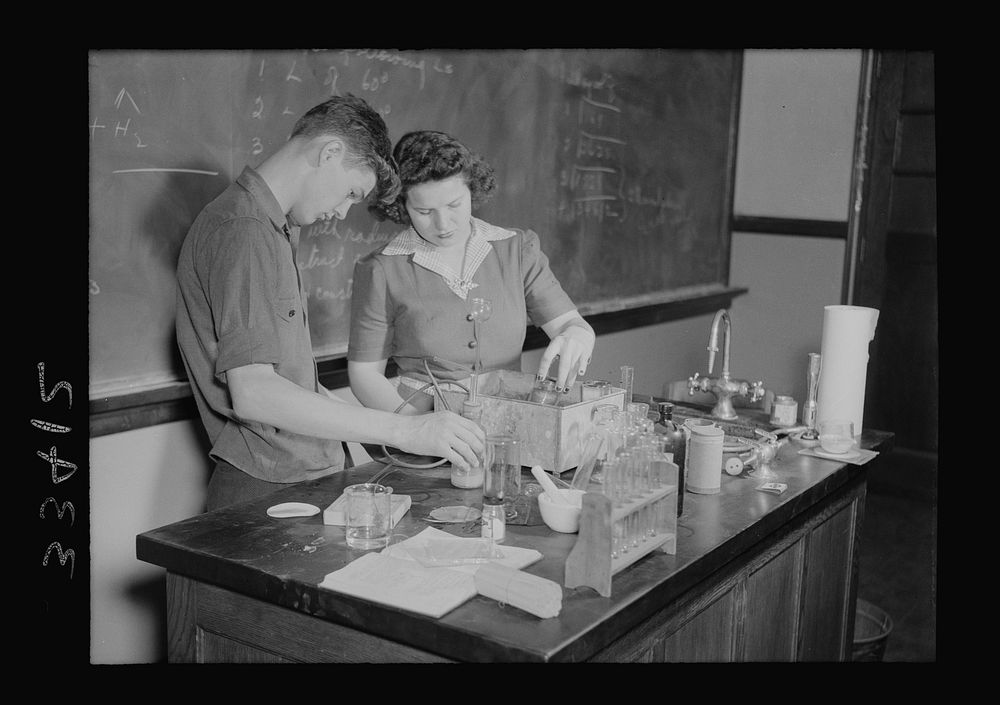 Keysville, Virginia. Randolph Henry High School. Equipment in a chemistry class. Sourced from the Library of Congress.