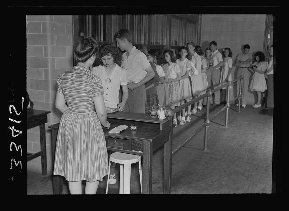 Keysville, Virginia. Randolph Henry High School. Cafeteria. Students don't have much money so they bring produce from home…