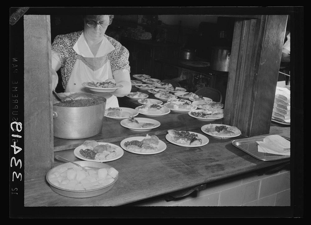 Keysville, Virginia. Randolph Henry High School. Cafeteria. Students don't have much money so they bring produce from farms…