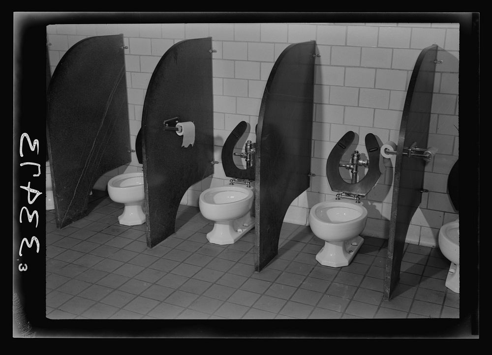 Keysville, Virginia. Randolph Henry High School. Lavatory facilities. Sourced from the Library of Congress.