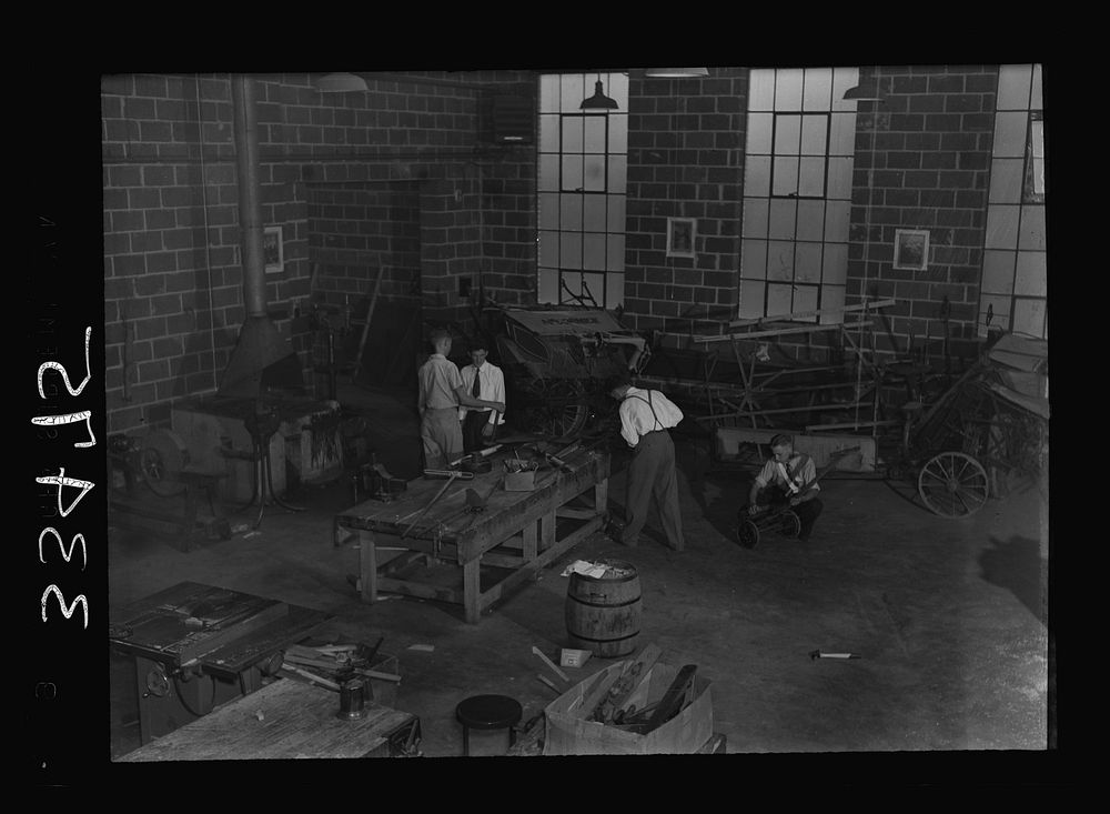[Untitled photo, possibly related to: Keysville, Virginia. Randolph Henry High School. Interior of vocational shop. Boys…
