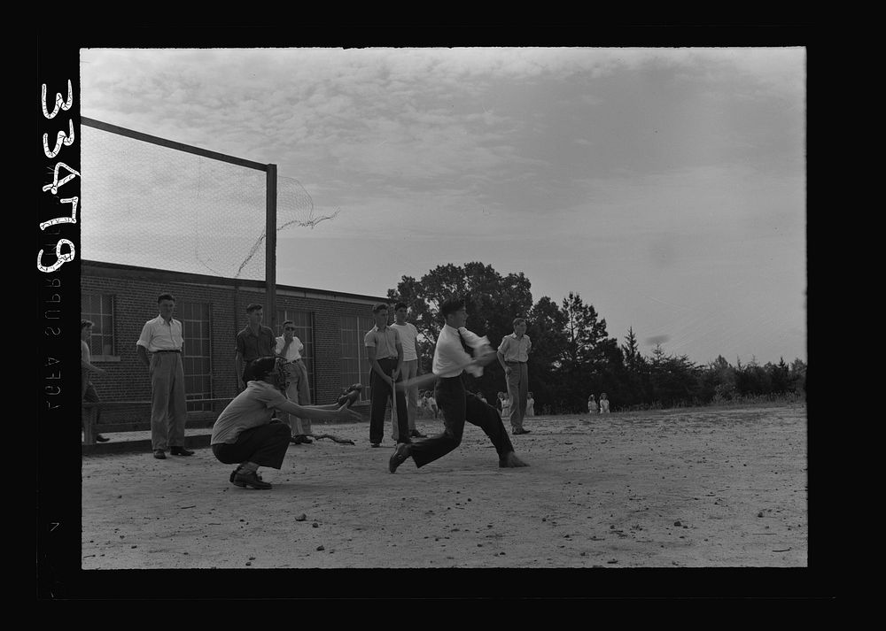 Keysville, Virginia. Randolph Henry High School. Baseball during gym period. Sourced from the Library of Congress.