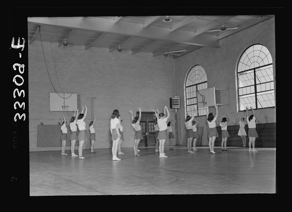 [Untitled photo, possibly related to: Randolph Henry High School. Keysville, Virginia. Girls' gym class]. Sourced from the…