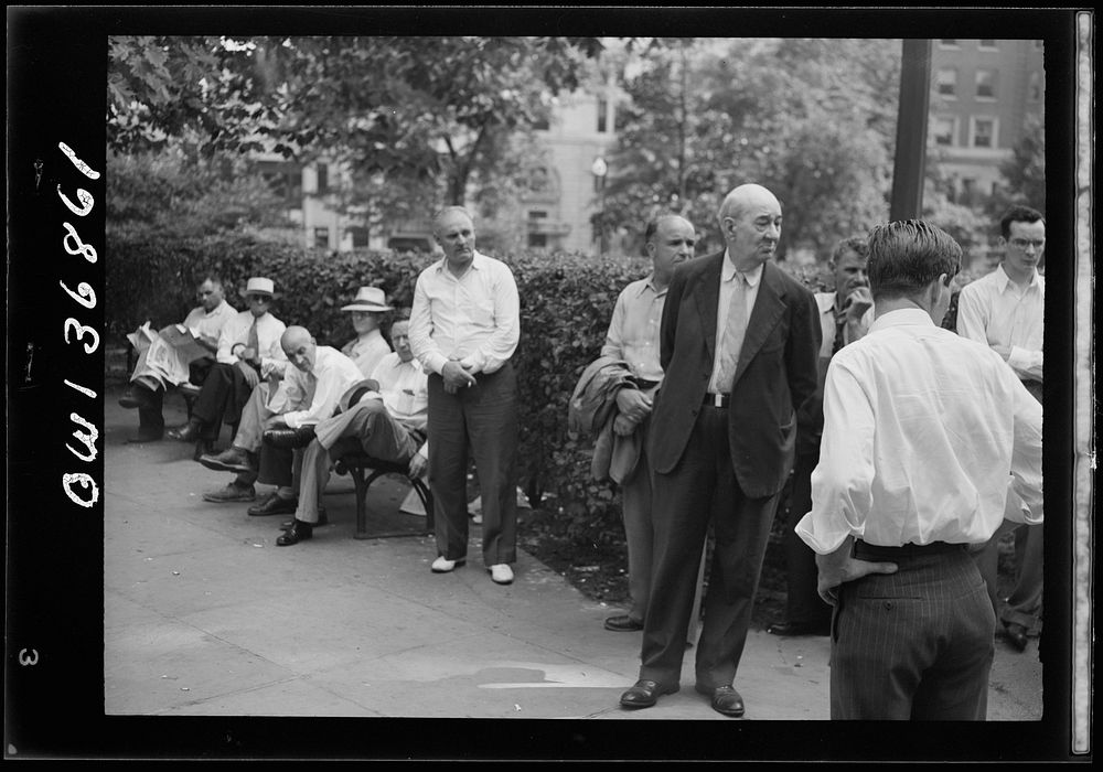 Washington, D.C. Audience in Franklin Park listening to a Catholic Evidence Guild speaker. Sourced from the Library of…