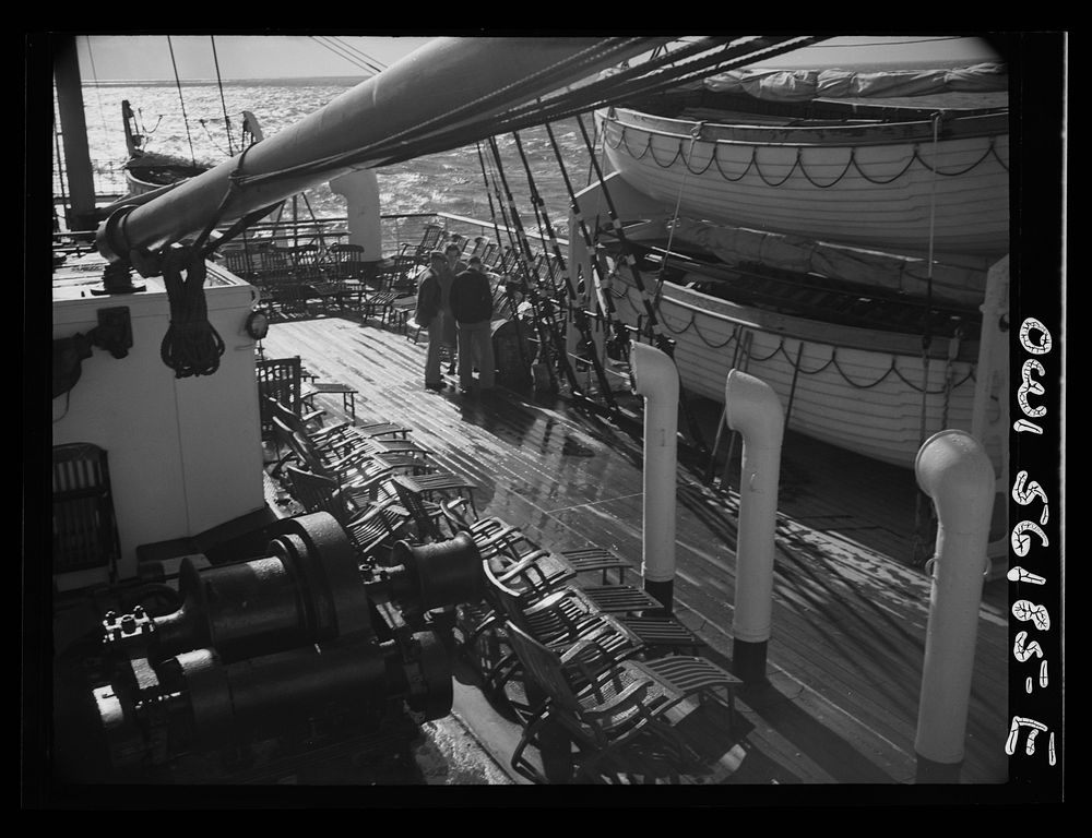 On board S.S. Athenia. Part of the upper deck. Sourced from the Library of Congress.