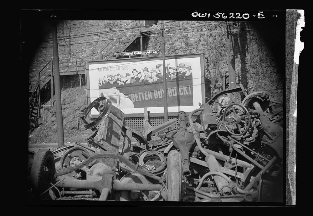 Manayunk, Pennsylvania. Part of an automobile junk yard on Ridge Avenue. Sourced from the Library of Congress.