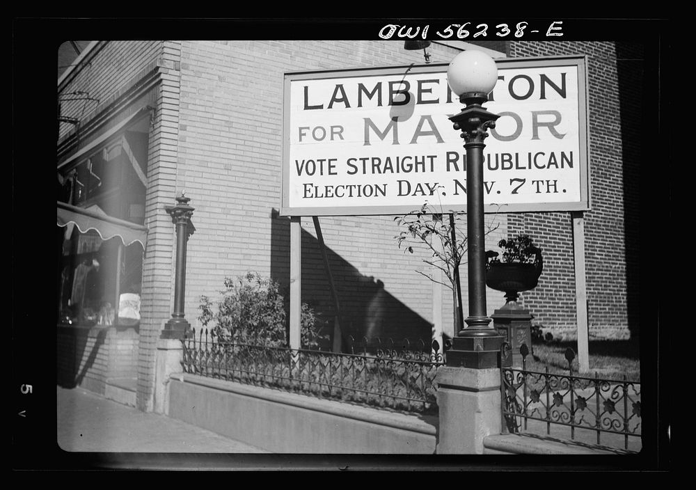 Philadelphia, Pennsylvania. Election sign on South Broad Street. Sourced from the Library of Congress.