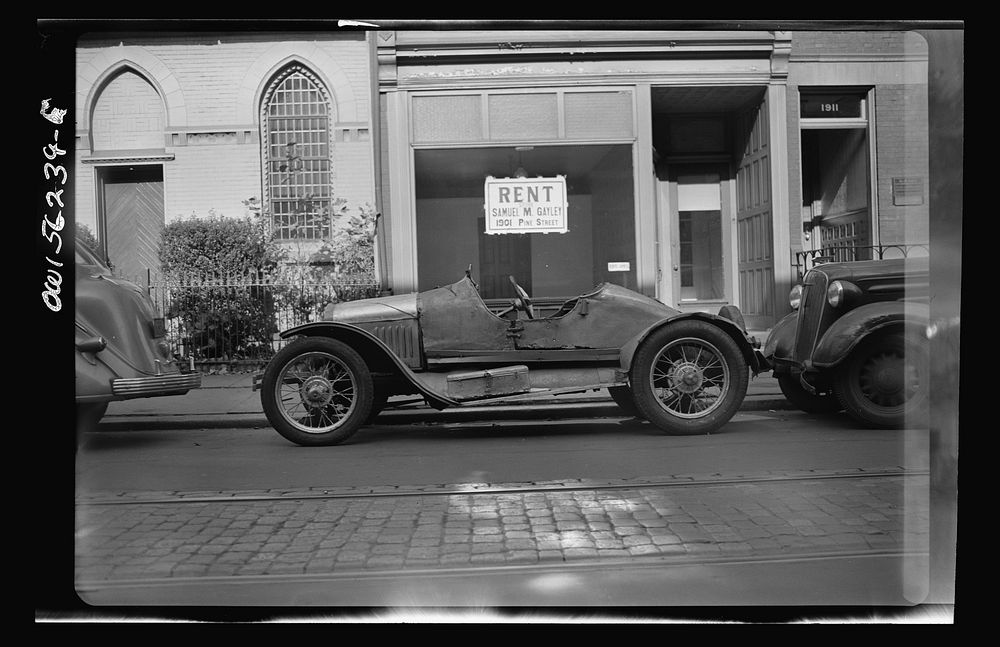 Philadelphia, Pennsylvania. A rebuilt jalopy parked on Pine Street. Sourced from the Library of Congress.