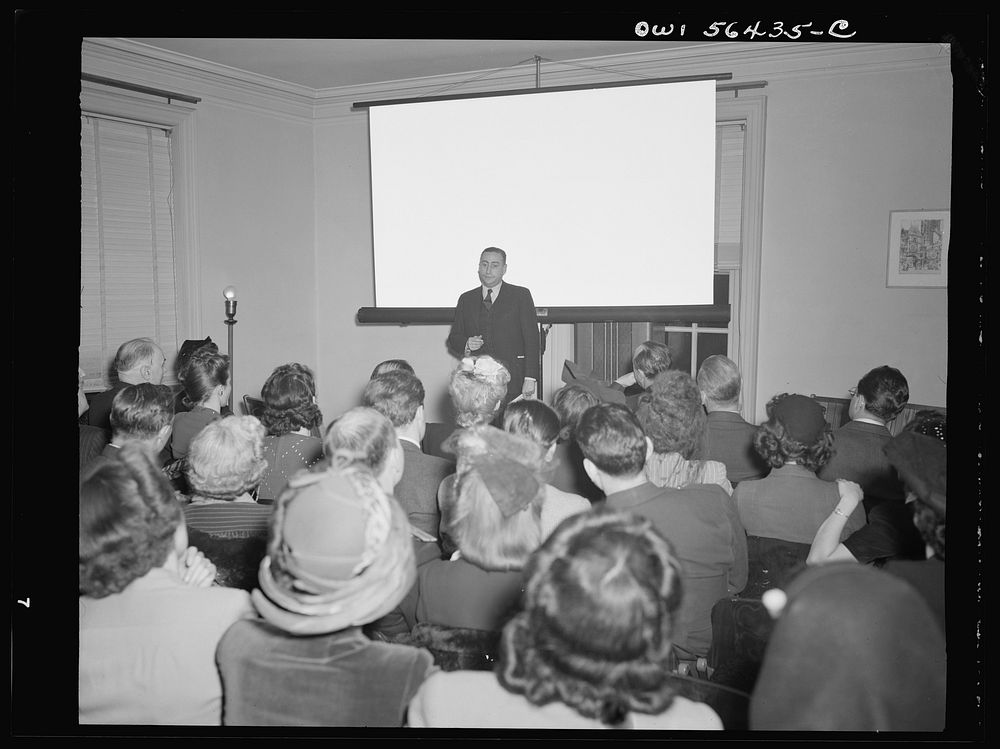 Washington, D.C. Andre Armengaud, technical advisor of the French Ministry of Production speaking to an audience at the…