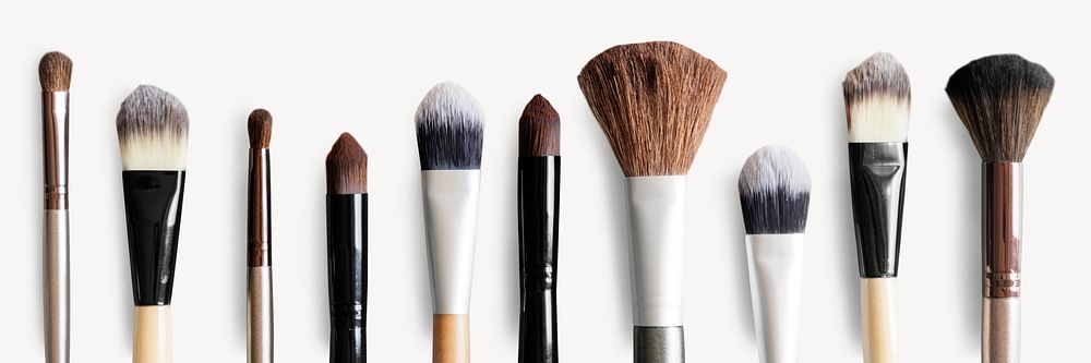 Makeup brushes, professional tools isolated image psd