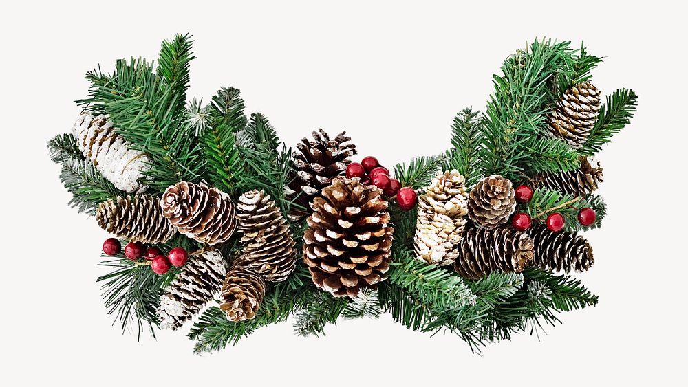 Christmas wreath, festive decor isolated image psd